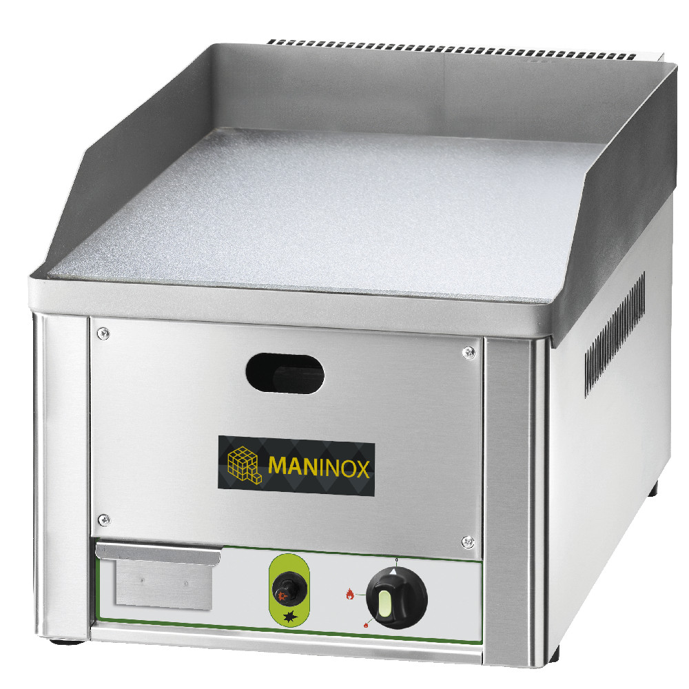 Fry top da banco liscio cromato a gas, 35.5x60x30h cm, 4 kW