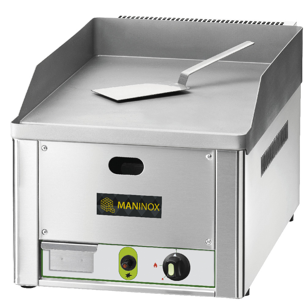 Fry top da banco liscio sabbiato a gas, 35.5x60x30h cm, 4 kW