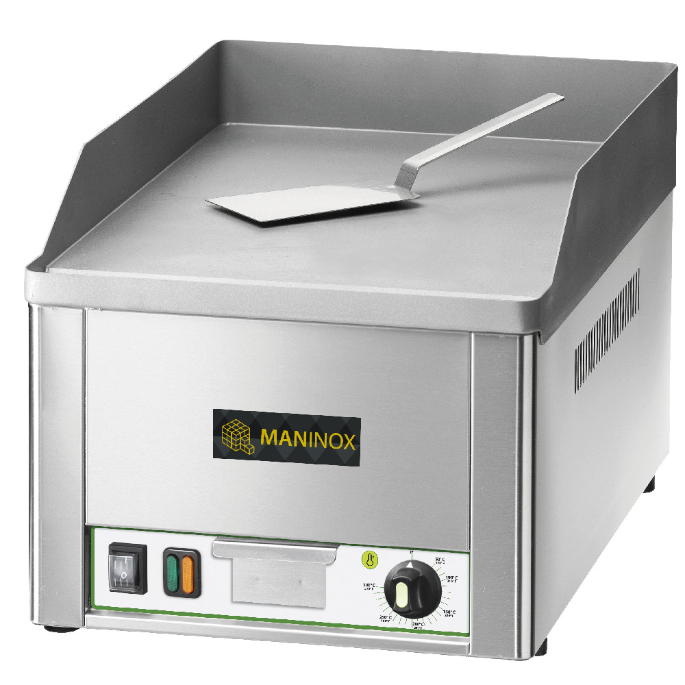 Fry top Fry top elettrico da banco liscio sabbiato,monofase 33.5x57x30h cm, 3 kW