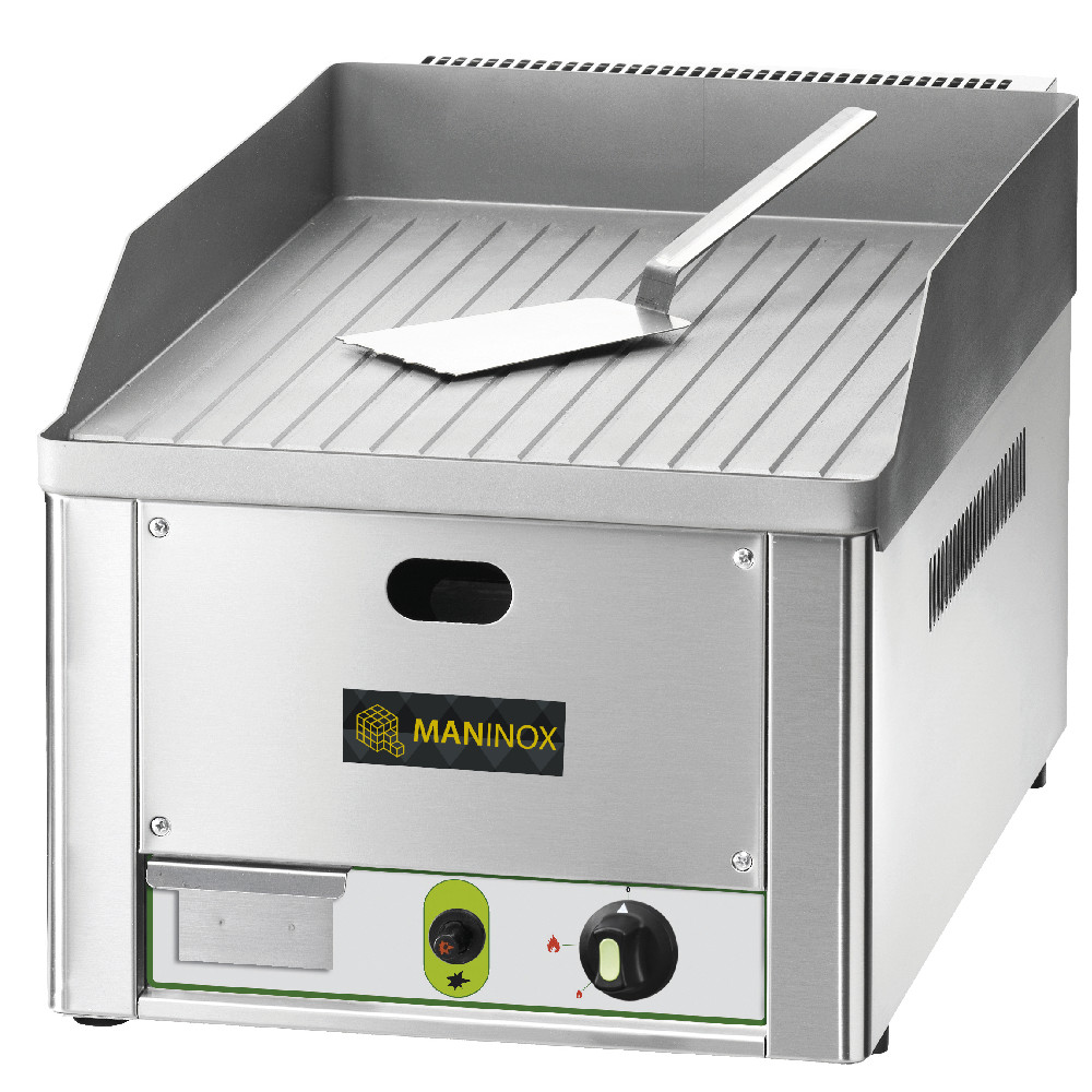 Fry top da banco rigato sabbiato a gas, 35.5x60x30h cm, 4 kW