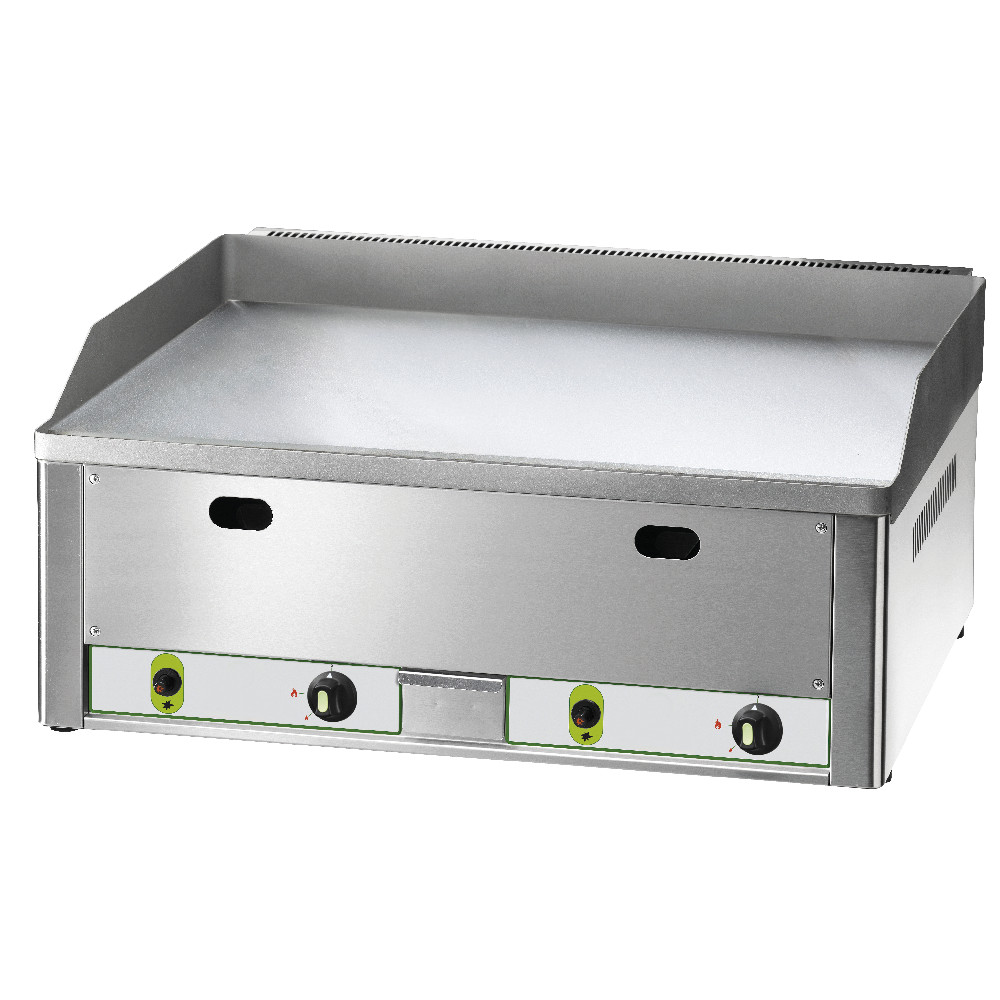 Fry top da banco liscio cromato a gas, 66.5x60x30h cm, 8 kW