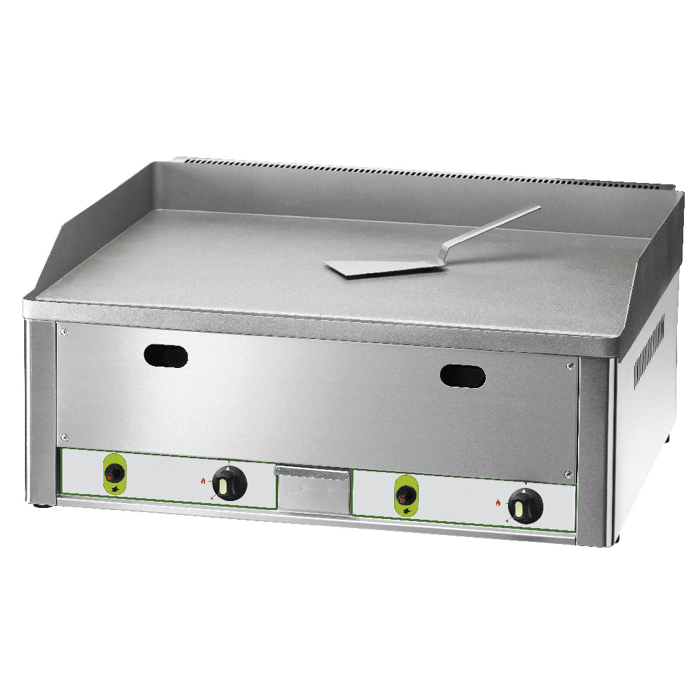 Fry top da banco liscio sabbiato a gas, 66.5x60x30h cm, 8 kW