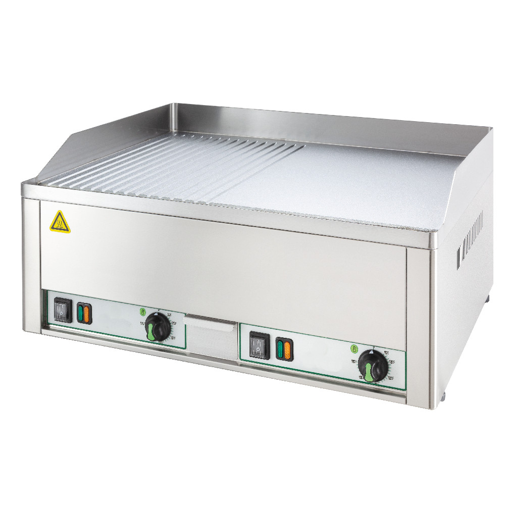Fry top Fry top elettrico da banco liscio/rigato cromato, trifase 66.5x57x30h cm, 6 kW
