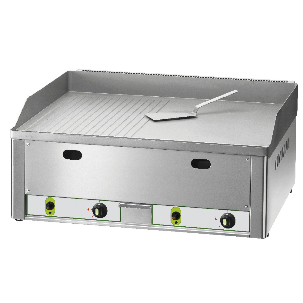 Fry top da banco liscio/rigato sabbiato a gas, 66.5x60x30h cm, 8 kW