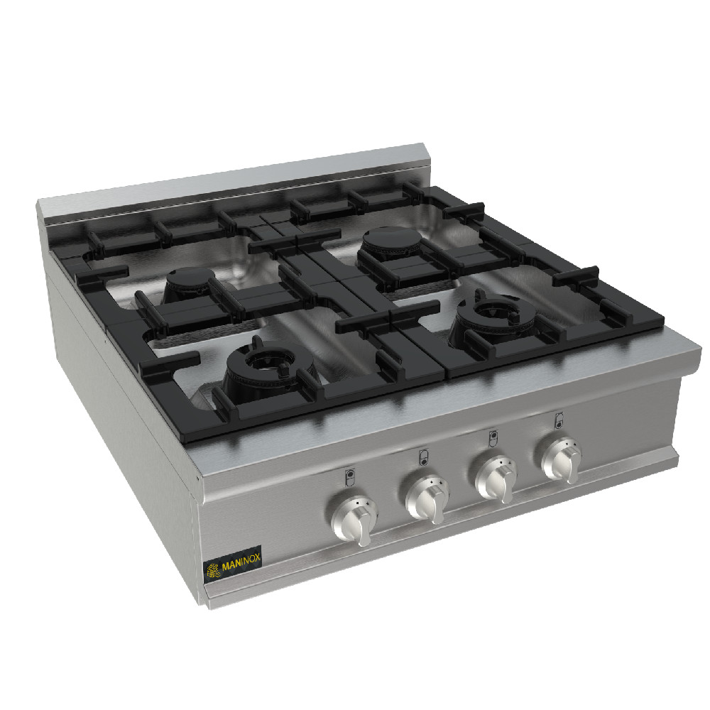 4 FUOCHI DA BANCO Cucina a gas 4 fuochi da banco, 80x90x27.5h, 19.9 kW