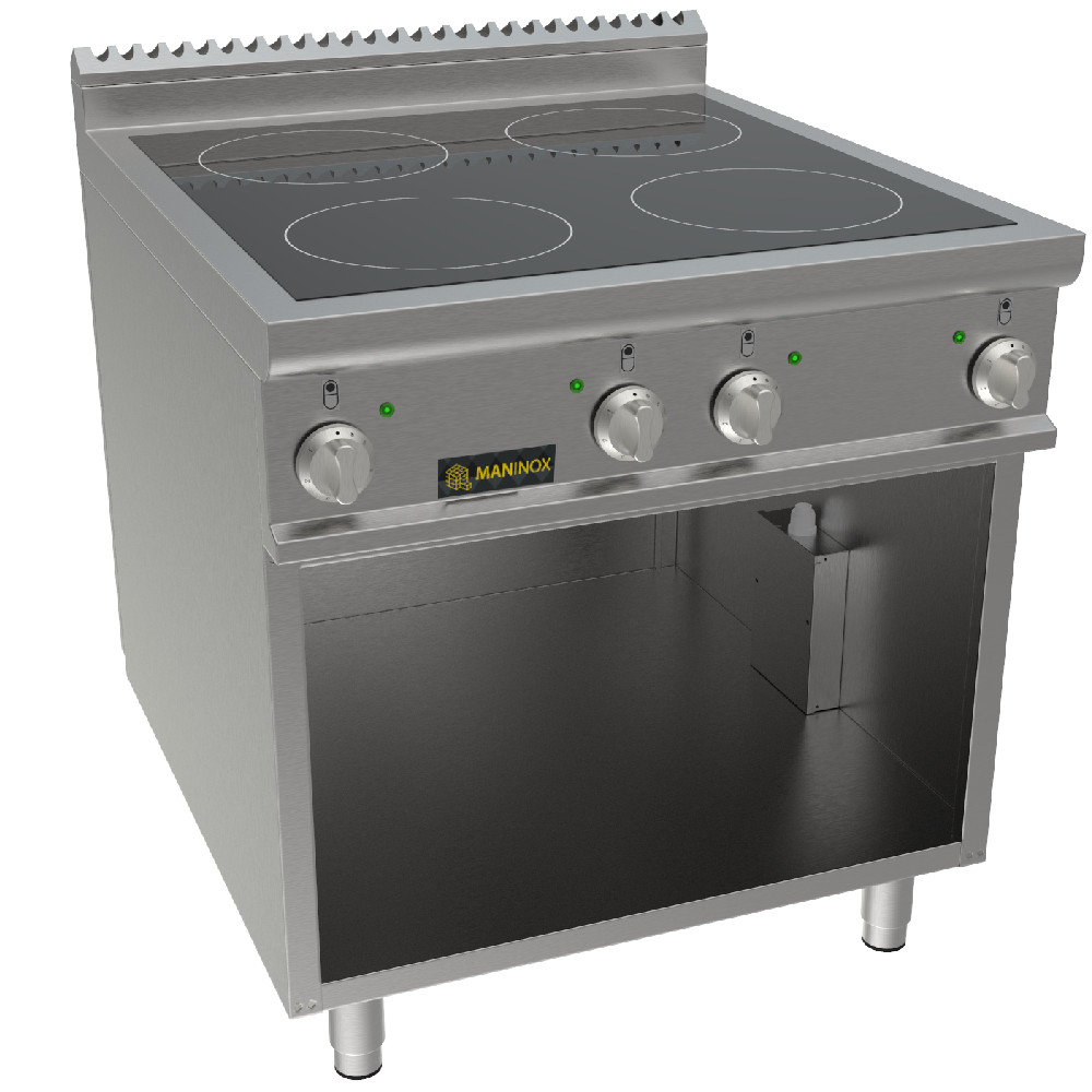 Cucina elettrica armadiata 4 piastre in vetroceramica, 80x90x85h, 12 kW