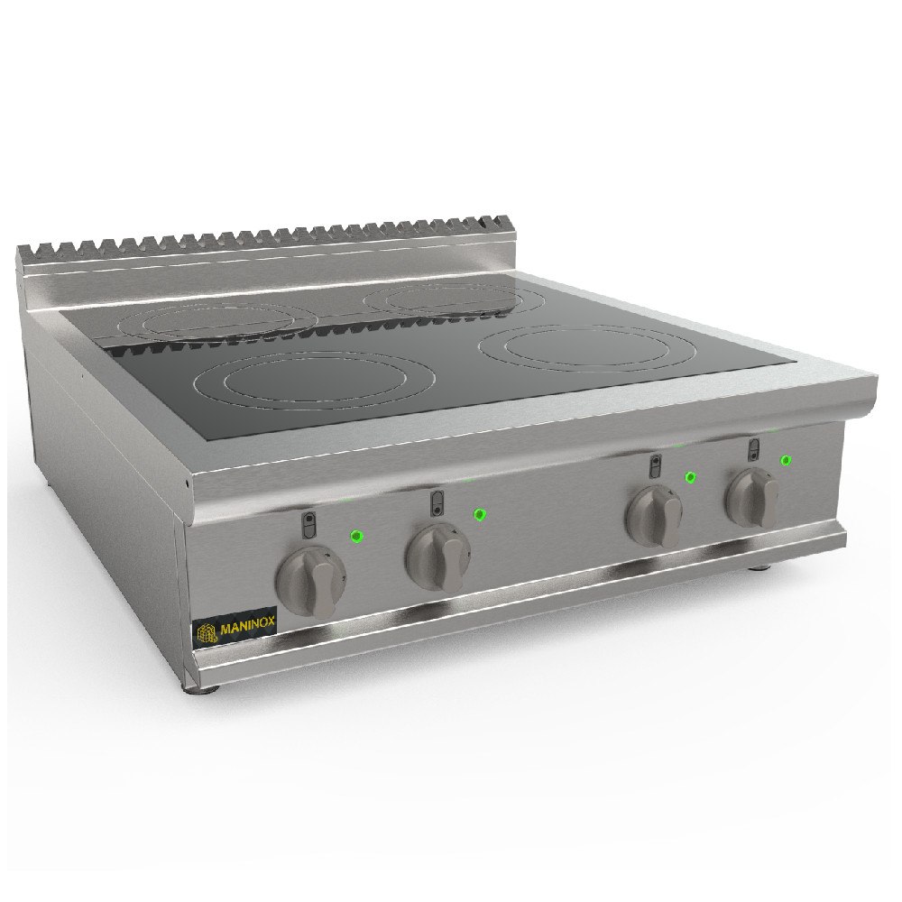 Cucina elettrica in vetroceramica 4 piastre, 80x90x27.5h, 12 kW