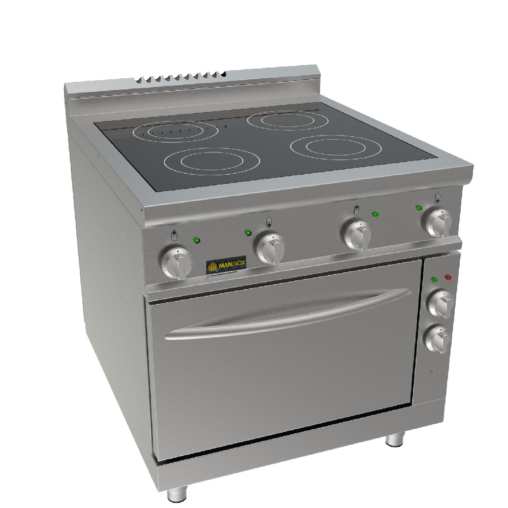 Cucina elettrica con forno 4 piastre in vetroceramica, 80x90x85h, 17.48 kW