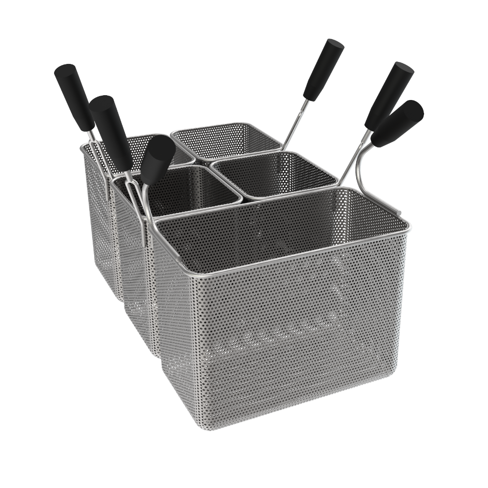 Cestello cuocipasta, nr.4 cestelli GN 1/6 + nr. 1 cestelli 1/3