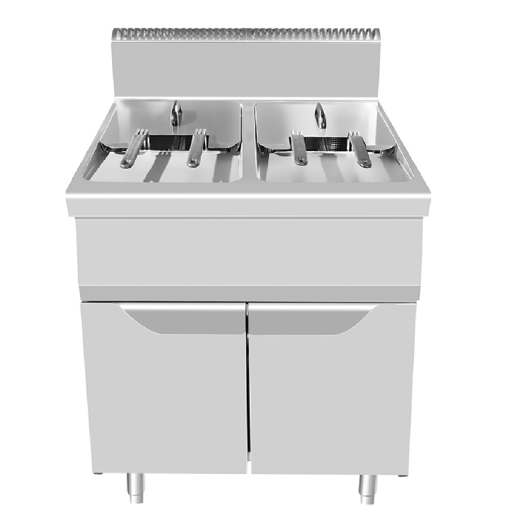 Friggitrice elettrica trifase 2 vasche armadiata, 80x70x85h, 11+11 L