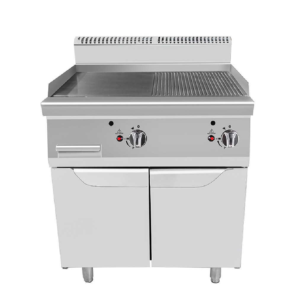 Fry top liscio/rigato a gas , 80x90x85h, 10x2 kW