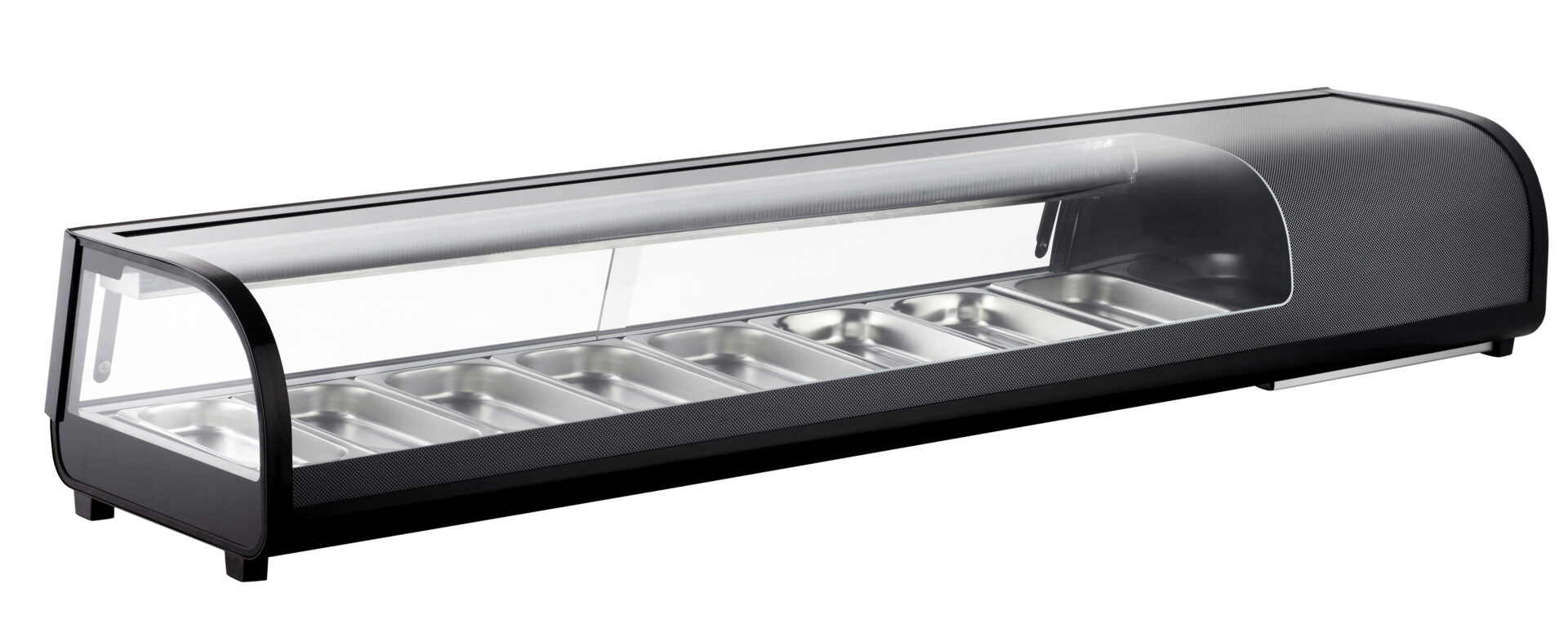 Espositore refrigerato da banco per Sushi, 1800x425x295h, 0 +12°C