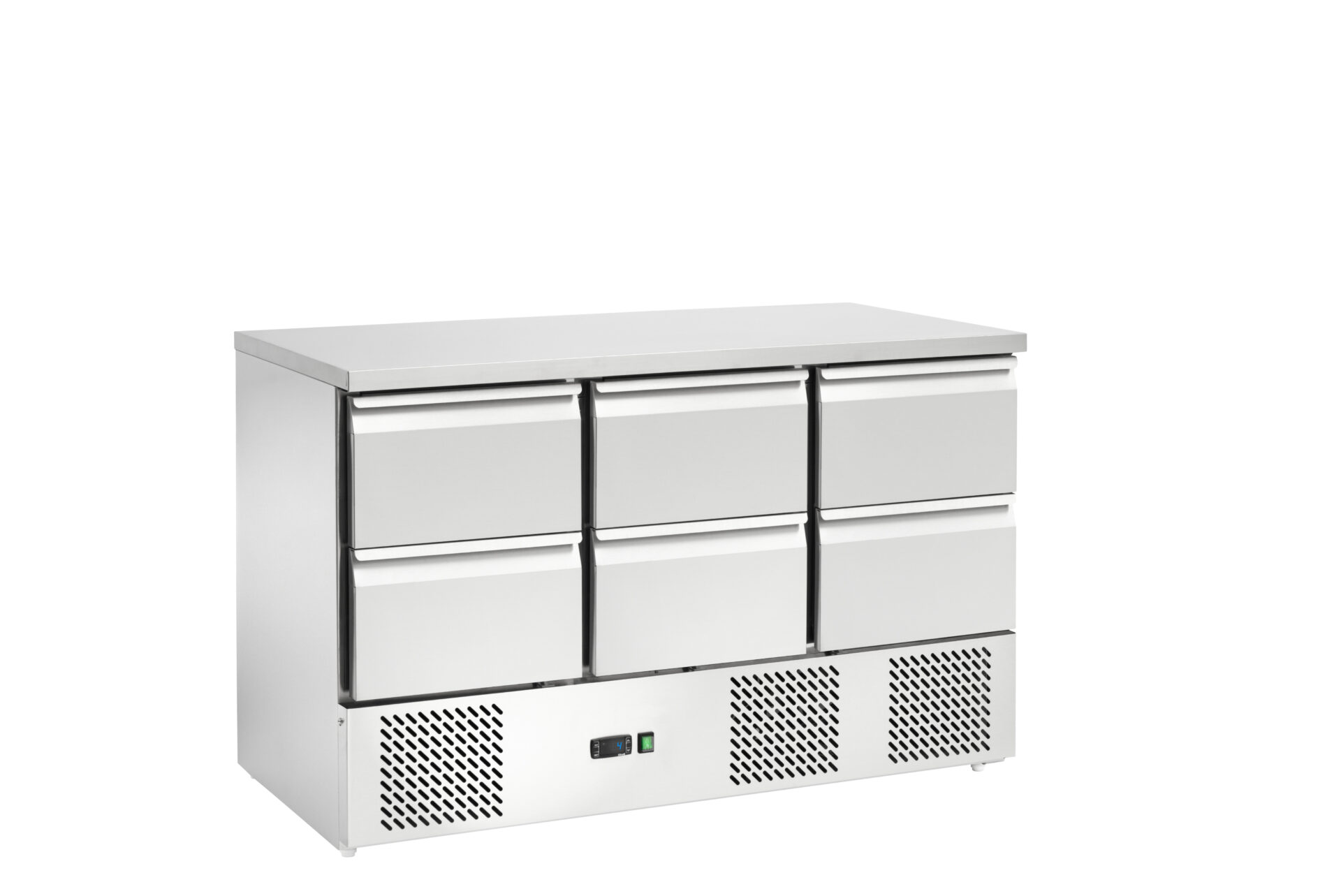 Saladette Saladette refrigerata ventilata con cassetti, 1365x700x875h, +2 +8 °C