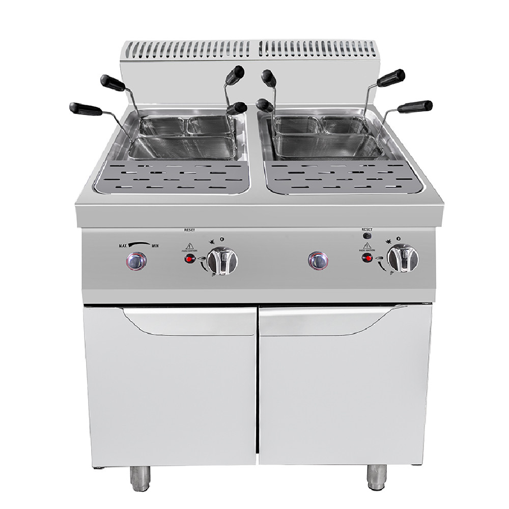 Cuocipasta a gas 2 vasche armadiato, 80x90x85h, 35+35 L